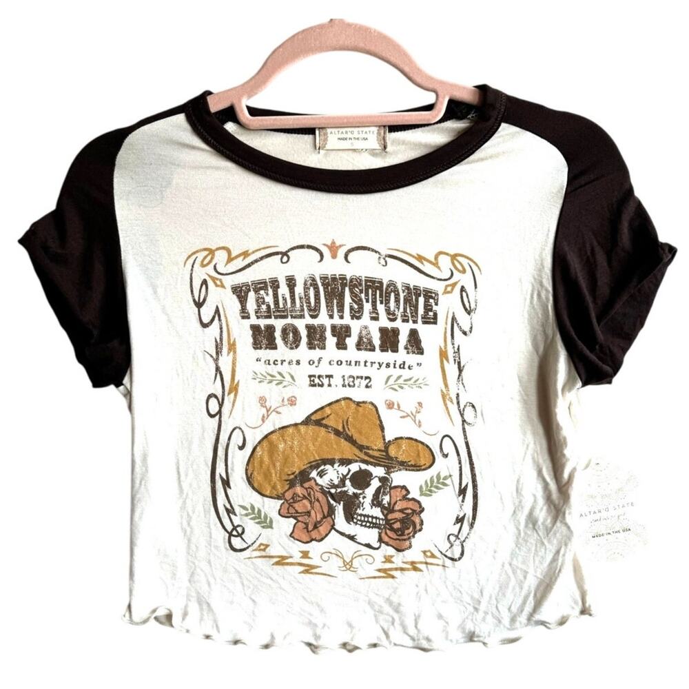 Altar'd State Cropped T-Shirt Western NWT Yellowstone Montana
